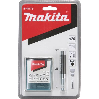 Makita B-48773 Supporto Magnetico 80mm + 25 Inserti - Set di Bit e Supporti Makita B-48773 Supporto Magnetico 80mm + 25 Inserti - Set di Bit e Supporti