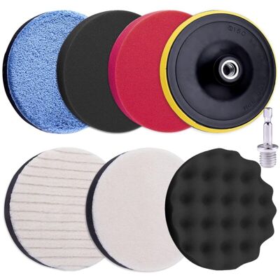 XISRENS Kit Per La Lucidatura Dell'auto, Comprensivo Di 8 Tamponi Lucidanti, Una Spugna Lucidante Da 125 Mm, Una Spugna In Schiuma E Un Accessorio Per La Lucidatura Con Adattatore Per Trapano M14. XISRENS Kit Per La Lucidatura Dell'auto, Comprensivo Di 8 Tamponi Lucidanti, Una Spugna Lucidante Da 125 Mm, Una Spugna In Schiuma E Un Accessorio Per La Lucidatura Con Adattatore Per Trapano M14.