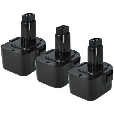 vhbw 3x Batteria compatibile con Dewalt 12V - NiMH 3000mAh vhbw 3x Batteria compatibile con Dewalt 12V - NiMH 3000mAh