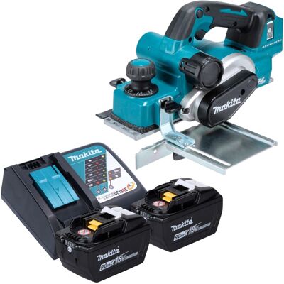 Makita Pialla A Batteria Dkp 181 Z 18 V 82 Mm Brushless + 2 Batterie Da 9,0 Ah + Caricabatterie Makita Pialla A Batteria Dkp 181 Z 18 V 82 Mm Brushless + 2 Batterie Da 9,0 Ah + Caricabatterie