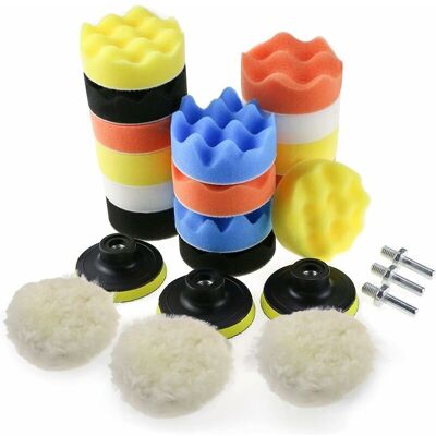 DPZO Spugna Per Lucidatura Auto, Kit Di Spugne Per Lucidatura Con Adattatore, Set Di 25 Tamponi In Lana Per Lucidatrici DPZO Spugna Per Lucidatura Auto, Kit Di Spugne Per Lucidatura Con Adattatore, Set Di 25 Tamponi In Lana Per Lucidatrici