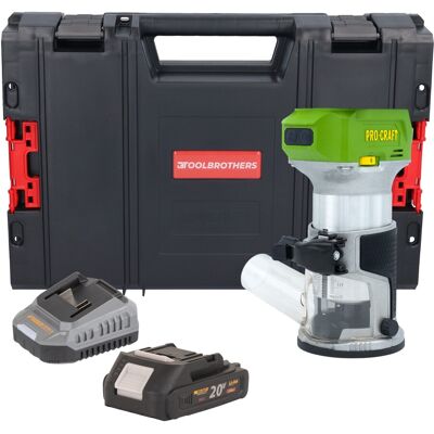 Procraft Fresatrice Multifunzione A Batteria Pob24bb 20 V 6 / 8 Mm Brushless + 1x Batteria 2,0 Ah + Caricabatteria + Valigetta Rhino Procraft Fresatrice Multifunzione A Batteria Pob24bb 20 V 6 / 8 Mm Brushless + 1x Batteria 2,0 Ah + Caricabatteria + Valigetta Rhino