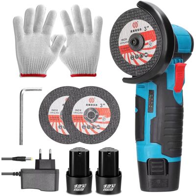LZBARGON Mini Smerigliatrice Angolare E Lucidatrice 12v 19.500 Giri/min, Batteria Al Litio, 2 Batterie + Guanti, Design Ergonomico LZBARGON Mini Smerigliatrice Angolare E Lucidatrice 12v 19.500 Giri/min, Batteria Al Litio, 2 Batterie + Guanti, Design Ergonomico