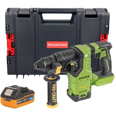 Procraft Pha30bb Trapano A Percussione A Batteria 20 V 2,8 J Sds Plus Brushless + 1x Batteria 4,0 Ah + Valigetta Portautensili Rhino - Senza Caricabatteria Procraft Pha30bb Trapano A Percussione A Batteria 20 V 2,8 J Sds Plus Brushless + 1x Batteria 4,0 Ah + Valigetta Portautensili Rhino - Senza Caricabatteria