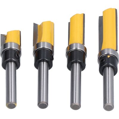 VISTRECK Punta Per Fresa Per Cerniera Da 4 Pezzi Rotonda Argento Giallo Gambo Da 1/4 Pollici Taglierina Per Tenone Con Finiture A Filo VISTRECK Punta Per Fresa Per Cerniera Da 4 Pezzi Rotonda Argento Giallo Gambo Da 1/4 Pollici Taglierina Per Tenone Con Finiture A Filo