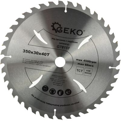 IMPORT Lama Per Sega Circolare Geko G78151 350 Mm 40 Denti Carburo IMPORT Lama Per Sega Circolare Geko G78151 350 Mm 40 Denti Carburo