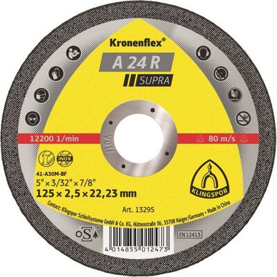 Disco da taglio Klingspor A 24 R - Acciaio, Inox, Ghisa Disco da taglio Klingspor A 24 R - Acciaio, Inox, Ghisa