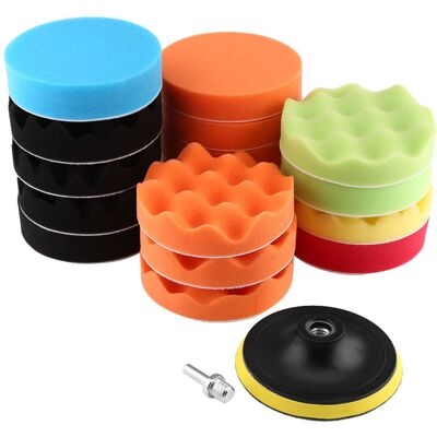 OEM Set Di 19 Tamponi Lucidanti In Spugna Da 15 Cm (6 Pollici) Per Lucidatrice Per Auto Con Adattatore Per Trapano M14 -crezuo OEM Set Di 19 Tamponi Lucidanti In Spugna Da 15 Cm (6 Pollici) Per Lucidatrice Per Auto Con Adattatore Per Trapano M14 -crezuo