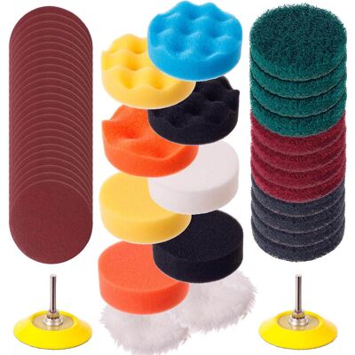 OEM Set Per Levigatura E Lucidatura Di Superfici Verniciate, Dischi In Spugna Da 75 Mm, 50 Pezzi. OEM Set Per Levigatura E Lucidatura Di Superfici Verniciate, Dischi In Spugna Da 75 Mm, 50 Pezzi.