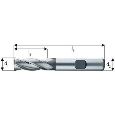 Fresa D844K - Corta corta, HSS Co8, Tipo N, 4 taglienti Fresa D844K - Corta corta, HSS Co8, Tipo N, 4 taglienti