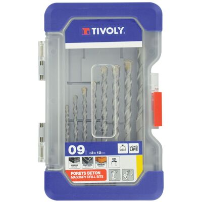 TIVOLY - Set Di 9 Punte Per Calcestruzzo Ø 3 A 12 Mm TIVOLY - Set Di 9 Punte Per Calcestruzzo Ø 3 A 12 Mm