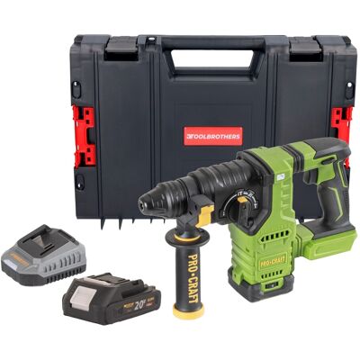 Procraft Pha30bb Trapano A Percussione A Batteria 20 V 2,8 J Sds Plus Brushless + 1x Batteria 2,0 Ah + Caricabatteria + Valigetta Porta Attrezzi Rhino Procraft Pha30bb Trapano A Percussione A Batteria 20 V 2,8 J Sds Plus Brushless + 1x Batteria 2,0 Ah + Caricabatteria + Valigetta Porta Attrezzi Rhino
