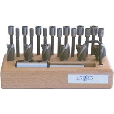 FORMAT Gioco Svasatori Conducente Intercambiabili In Una Base Di Legno, Dimensione: 2, Capacità Di Svasatura 26-36 Mm FORMAT Gioco Svasatori Conducente Intercambiabili In Una Base Di Legno, Dimensione: 2, Capacità Di Svasatura 26-36 Mm