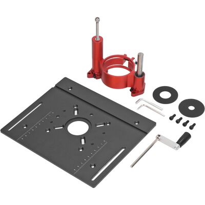 VISTRECK Router Lift Kit Sistema Di Sollevamento Manuale Sega Da Tavolo Con Inserto Piastra Di Base Nera VISTRECK Router Lift Kit Sistema Di Sollevamento Manuale Sega Da Tavolo Con Inserto Piastra Di Base Nera