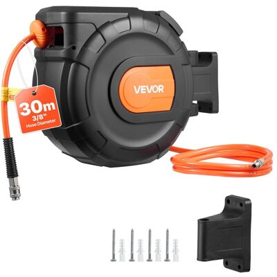 VEVOR Avvolgitubo Per Aria Compressa Retrattile, Tubo Flessibile In Pvc Da 30 M X 9,5 Mm, Massimo 300 Psi, Con Riavvolgimento Automatico E Cavo Da 2 M, Montaggio A Parete Girevole Per Garage VEVOR Avvolgitubo Per Aria Compressa Retrattile, Tubo Flessibile In Pvc Da 30 M X 9,5 Mm, Massimo 300 Psi, Con Riavvolgimento Automatico E Cavo Da 2 M, Montaggio A Parete Girevole Per Garage