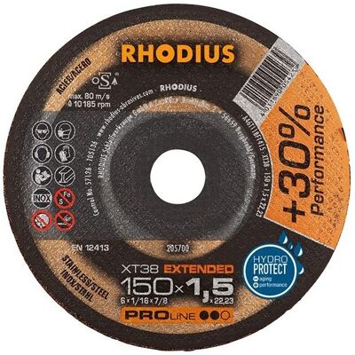 Disco da taglio Rhodius PROline XT38 - 150 x 1,5 mm - Acciaio e Inox Disco da taglio Rhodius PROline XT38 - 150 x 1,5 mm - Acciaio e Inox