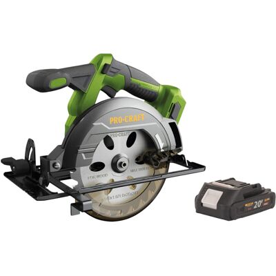 Procraft Sega Circolare A Batteria Pca32-bb 20 V 165 Mm Brushless + 1x Batteria 2,0 Ah - Senza Caricabatteria Procraft Sega Circolare A Batteria Pca32-bb 20 V 165 Mm Brushless + 1x Batteria 2,0 Ah - Senza Caricabatteria