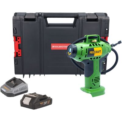Procraft Compressore A Batteria Lk20 20 V 11 Bar + 1x Batteria 2,0 Ah + Caricabatteria + Valigetta Portautensili Rhino Procraft Compressore A Batteria Lk20 20 V 11 Bar + 1x Batteria 2,0 Ah + Caricabatteria + Valigetta Portautensili Rhino