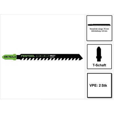 Festool Hm 75/4,5/2 Lama Seghetto - 2 Unità ( 2x 204343 ) - Festool Hm 75/4,5/2 Lama Seghetto - 2 Unità ( 2x 204343 ) -