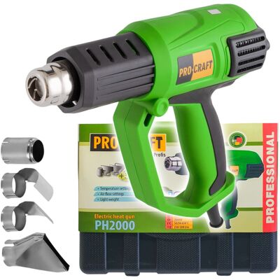 Procraft Pistola Ad Aria Calda Ph2000 2000 Watt 50 - 600 °c + 4 Ugelli + Valigetta Procraft Pistola Ad Aria Calda Ph2000 2000 Watt 50 - 600 °c + 4 Ugelli + Valigetta