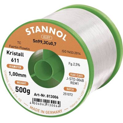 Stannol - Kristall 611 Fairtin - Sn99,3Cu0,7 - Stagno per saldatura Stannol - Kristall 611 Fairtin - Sn99,3Cu0,7 - Stagno per saldatura
