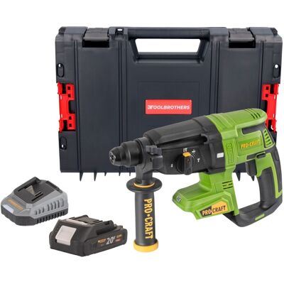 Procraft Martello Perforatore A Batteria Pha40bb 20 V 2,6 J Sds Plus Brushless + 1x Batteria 2,0 Ah + Caricabatterie + Valigetta Rhino Procraft Martello Perforatore A Batteria Pha40bb 20 V 2,6 J Sds Plus Brushless + 1x Batteria 2,0 Ah + Caricabatterie + Valigetta Rhino