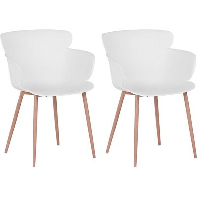 Set di 2 sedie da pranzo bianche in materiale sintetico - Arredo moderno per soggiorno Set di 2 sedie da pranzo bianche in materiale sintetico - Arredo moderno per soggiorno