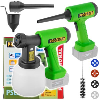 Procraft Pistola A Spruzzo A Batteria Pse22bb 20 V Brushless Solo - Senza Batteria, Senza Caricabatterie Procraft Pistola A Spruzzo A Batteria Pse22bb 20 V Brushless Solo - Senza Batteria, Senza Caricabatterie