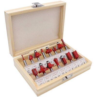 XISRENS Set Di 15 Punte Per Fresa In Carburo Di Tungsteno Con Gambo Da 6,35 Mm, Fresa Per Scanalature, Punta Per Legno, Fresa Per Fresatura, Kit Di Punte Per Fresa Con Custodia In Legno. XISRENS Set Di 15 Punte Per Fresa In Carburo Di Tungsteno Con Gambo Da 6,35 Mm, Fresa Per Scanalature, Punta Per Legno, Fresa Per Fresatura, Kit Di Punte Per Fresa Con Custodia In Legno.