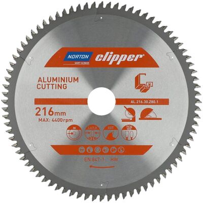 Lama circolare Norton in alluminio - 216mm, 80 denti Lama circolare Norton in alluminio - 216mm, 80 denti