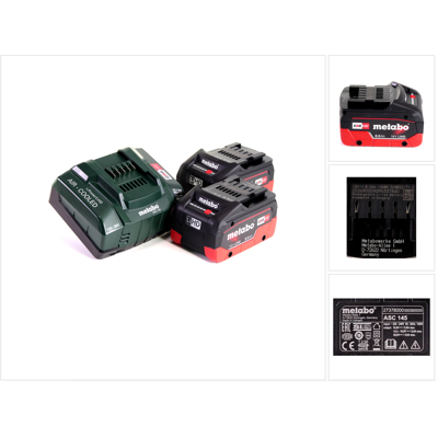 Metabo - LiHD 18V 8.0Ah - 2x Batteria - ASC 145 - Kit di batteria Metabo - LiHD 18V 8.0Ah - 2x Batteria - ASC 145 - Kit di batteria
