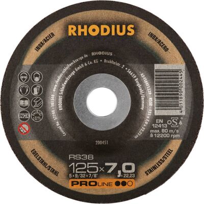 Rhodius - RS38 - 125x7.0mm - acciaio inox - disco abrasivo Rhodius - RS38 - 125x7.0mm - acciaio inox - disco abrasivo