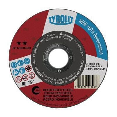 TYROLIT Disco Da Taglio Per Acciao Inox 125x1,6x22,23mm A46r-bfs 34332834 TYROLIT Disco Da Taglio Per Acciao Inox 125x1,6x22,23mm A46r-bfs 34332834