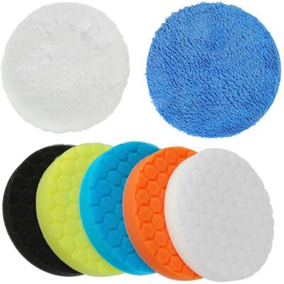 XISRENS Set Di 7 Spugne Lucidanti (150 Mm), Schiuma Lucidante Multiuso Per Lucidatrice/levigatrice Orbitale XISRENS Set Di 7 Spugne Lucidanti (150 Mm), Schiuma Lucidante Multiuso Per Lucidatrice/levigatrice Orbitale