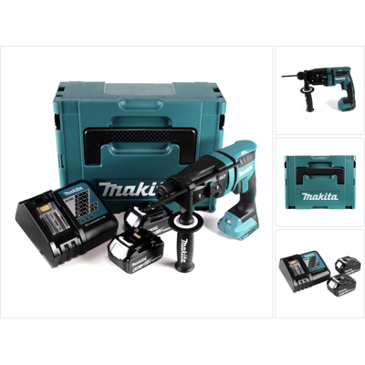 Makita Dhr 182 Rgj Martello Perforatore A Batteria 18 V 1,7 J Sds Plus Brushless + 2 Batterie Da 6,0 Ah + Caricabatteria + Makpac Makita Dhr 182 Rgj Martello Perforatore A Batteria 18 V 1,7 J Sds Plus Brushless + 2 Batterie Da 6,0 Ah + Caricabatteria + Makpac