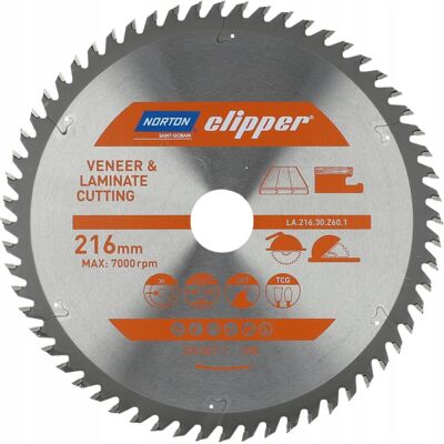 Norton - Lama in carburo - 216mm, Z60, per laminato Norton - Lama in carburo - 216mm, Z60, per laminato