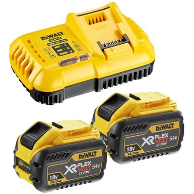 DeWalt - Pacco Da 2 Batterie Xr Flexvolt 18v/54v 12ah/4ah Agli Ioni Di Litio + Caricabatterie - Dcb118y2-qw DeWalt - Pacco Da 2 Batterie Xr Flexvolt 18v/54v 12ah/4ah Agli Ioni Di Litio + Caricabatterie - Dcb118y2-qw