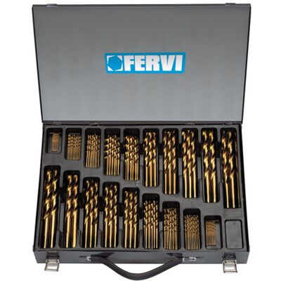 Set di Punte Fervi P058/170 - 170 Pezzi, Rivestite in Titanio, 1-10mm Set di Punte Fervi P058/170 - 170 Pezzi, Rivestite in Titanio, 1-10mm