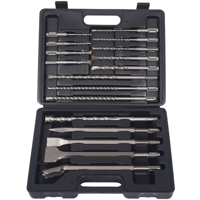 WILTEC Xpotool Set Di Punte Scalpelli Per Attacco Sds-plus 17pz Per Muratura Cemento WILTEC Xpotool Set Di Punte Scalpelli Per Attacco Sds-plus 17pz Per Muratura Cemento