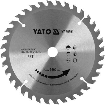 YATO - Disco Da Taglio Per Legno Tct 165x36tx16mm Yt-60591 YATO - Disco Da Taglio Per Legno Tct 165x36tx16mm Yt-60591