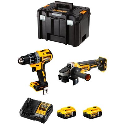 DeWalt - Utensili - Set Trapano Avvitatore E Smerigliatrice Angolare A Batteria Da 18 V, 2 Batterie Xr Da 5,0 Ah, Caricabatterie Dck2020p2t DeWalt - Utensili - Set Trapano Avvitatore E Smerigliatrice Angolare A Batteria Da 18 V, 2 Batterie Xr Da 5,0 Ah, Caricabatterie Dck2020p2t