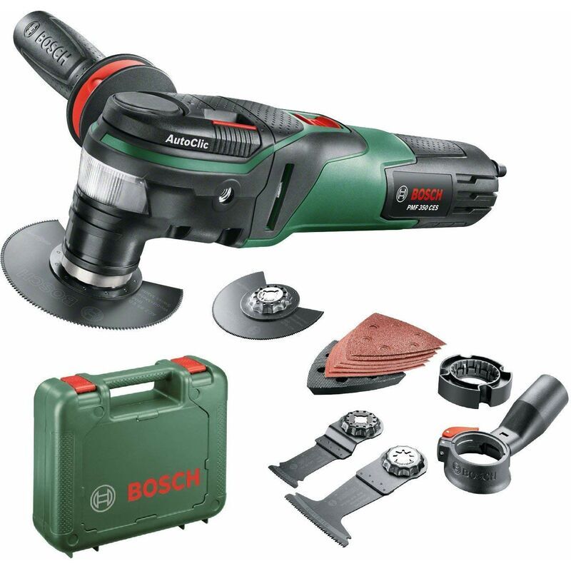 Bosch Home and Garden pmf 350 ces Utensile Multifunzione, Watt, per Accessori Starlock e Starlockplus, in Valigetta, Nero/Verde -