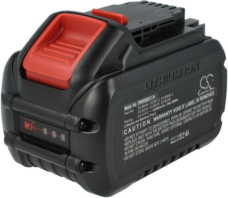 VHBW - 1x batteria compatibile con Dewalt DCF899P2, DCF899NT, DCF899HP2, DCF899, DCF896, DCF896NT utensile elettrico (12000 mAh, Li-Ion, 20 v / 60 v)