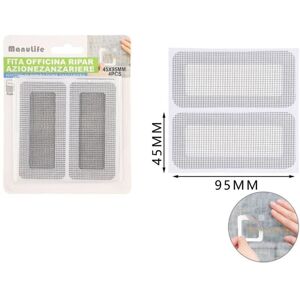 TRADE SHOP TRAESIO - Set 4 Toppe Adesive A Rete Grigia Per Riparazione Fori Strappi Zanzariere 45x95mm 622153 - TRADE SHOP TRAESIO - Set 4 Toppe Adesive A Rete Grigia Per Riparazione Fori Strappi Zanzariere 45x95mm 622153 -