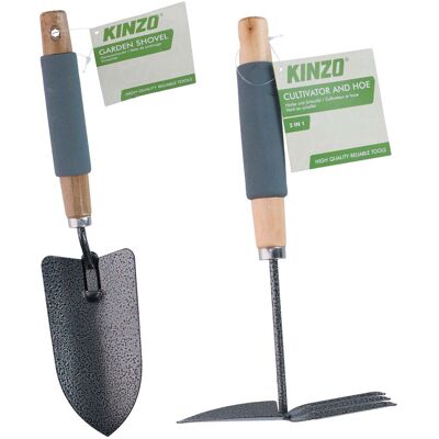 Kinzo Kit Outils Jardin 2pcs - Pelle Transplantoir + Serfouette 2en1 - Manche Bois & Mousse - Set Plantation & Désherbage Kinzo Kit Outils Jardin 2pcs - Pelle Transplantoir + Serfouette 2en1 - Manche Bois & Mousse - Set Plantation & Désherbage