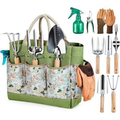 JUSCH Set Da Giardinaggio Da 9 Pezzi In Acciaio Inox Con Borsa Portaoggetti Xl, Annaffiatoio, Guanti, Kit Da Giardinaggio, Regalo Per Uomo E Donna JUSCH Set Da Giardinaggio Da 9 Pezzi In Acciaio Inox Con Borsa Portaoggetti Xl, Annaffiatoio, Guanti, Kit Da Giardinaggio, Regalo Per Uomo E Donna