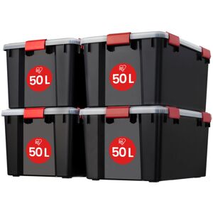 IRIS OHYAMA Scatole Portaoggetti Ermetiche In Plastica, 50l, Set Di 4, Nero, Coperchio Impermeabile, Con Chiusura, Impilabile, Per Esterni, Garage, Vestiti, Antipolvere, Senza Bpa, At-l - IRIS OHYAMA Scatole Portaoggetti Ermetiche In Plastica, 50l, Set Di 4, Nero, Coperchio Impermeabile, Con Chiusura, Impilabile, Per Esterni, Garage, Vestiti, Antipolvere, Senza Bpa, At-l -