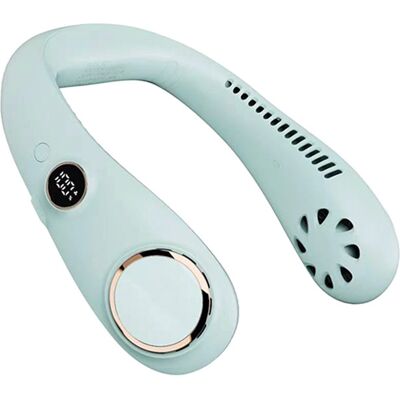 OEM Ventilatore Da Collo Portatile Ricaricabile Senza Pale, 3 Velocità, Rotazione A 360°, Display Digitale A Led Verde Chiaro. OEM Ventilatore Da Collo Portatile Ricaricabile Senza Pale, 3 Velocità, Rotazione A 360°, Display Digitale A Led Verde Chiaro.