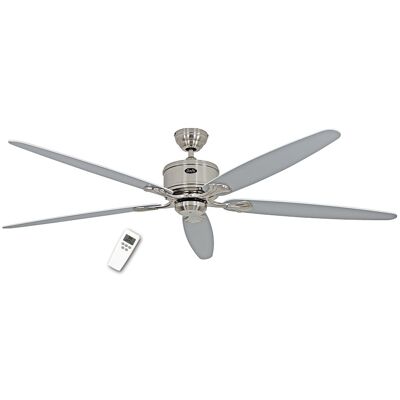 CASAFAN Eco Elements 180, Ventilatore Senza Luce, - Colore Pale: Bianco E Grigio - Corpo: Cromo Spazzolato CASAFAN Eco Elements 180, Ventilatore Senza Luce, - Colore Pale: Bianco E Grigio - Corpo: Cromo Spazzolato