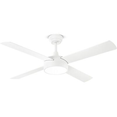 PERENZ Ventilatore Da Soffitto Con Luce Led Integrata, Motore Dc 40w, 4 Pale Reversibili Bianco/legno, Telecomando, Diametro 132 Cm, 6 Velocità - PERENZ Ventilatore Da Soffitto Con Luce Led Integrata, Motore Dc 40w, 4 Pale Reversibili Bianco/legno, Telecomando, Diametro 132 Cm, 6 Velocità -